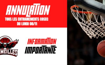 [URGENT] ANNULATION des entrainements lundi 8/11 COSEC